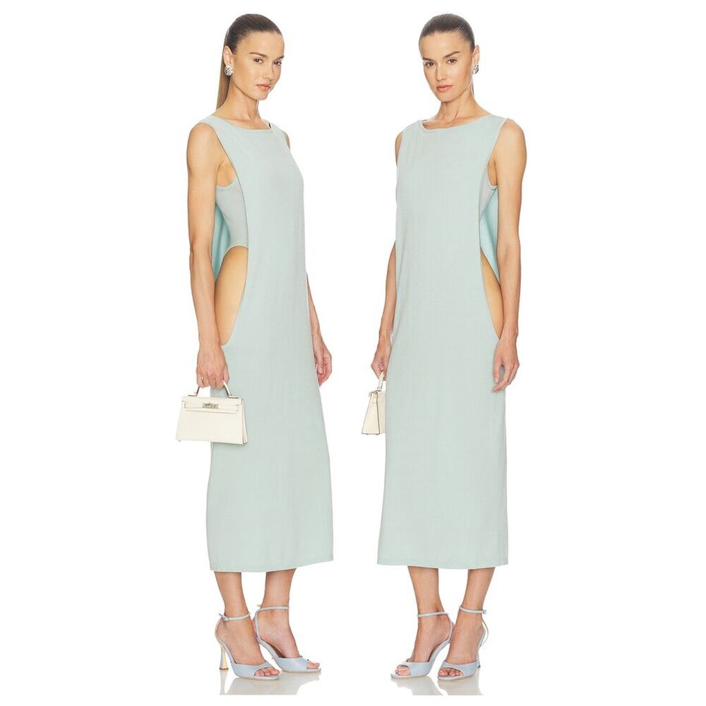 Helsa Mayumi Dress Maxi Knit Open Side Party Cocktail Resort Preppy Minimal XXS